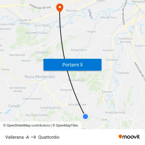 Vallerana -A to Quattordio map