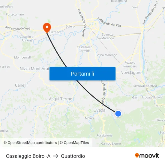 Casaleggio Boiro -A to Quattordio map