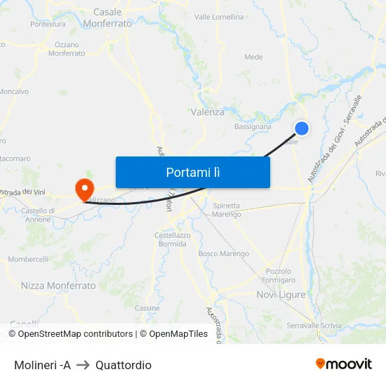 Molineri -A to Quattordio map