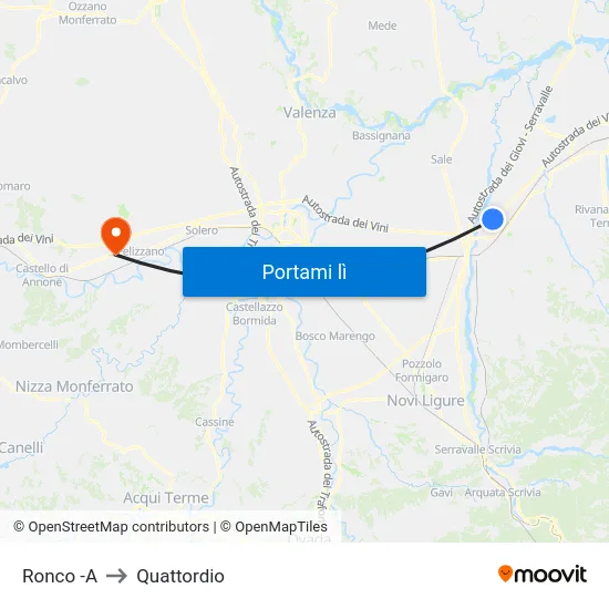 Ronco -A to Quattordio map