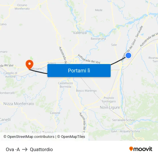 Ova -A to Quattordio map