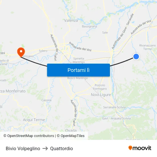 Bivio Volpeglino to Quattordio map