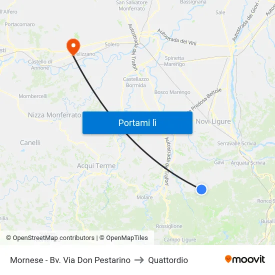 Mornese - Bv. Via Don Pestarino to Quattordio map