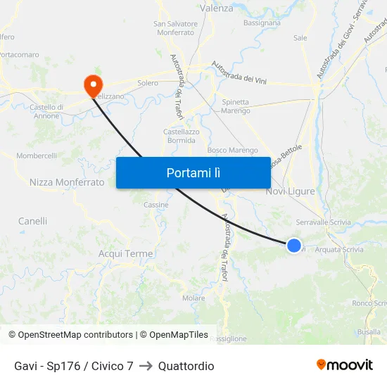 Gavi - Sp176 / Civico 7 to Quattordio map