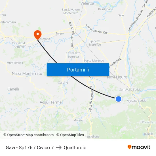 Gavi - Sp176 / Civico 7 to Quattordio map
