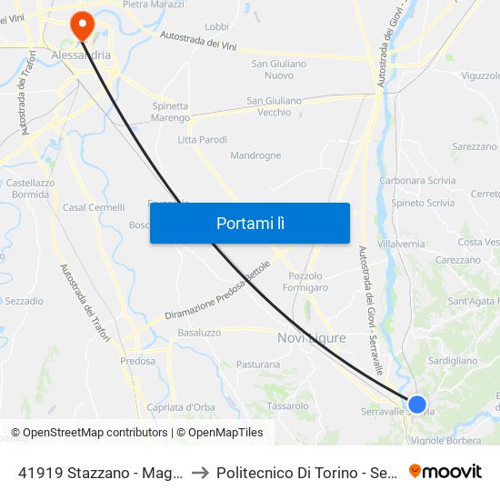 41919 Stazzano - Magazzini Logistica to Politecnico Di Torino - Sede Di Alessandria map