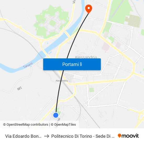 Via Edoardo Bonardi, 13 to Politecnico Di Torino - Sede Di Alessandria map