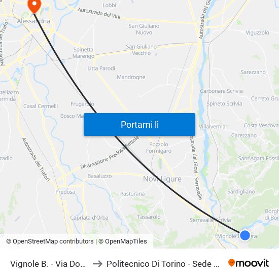 Vignole B. - Via Don Gnocchi to Politecnico Di Torino - Sede Di Alessandria map