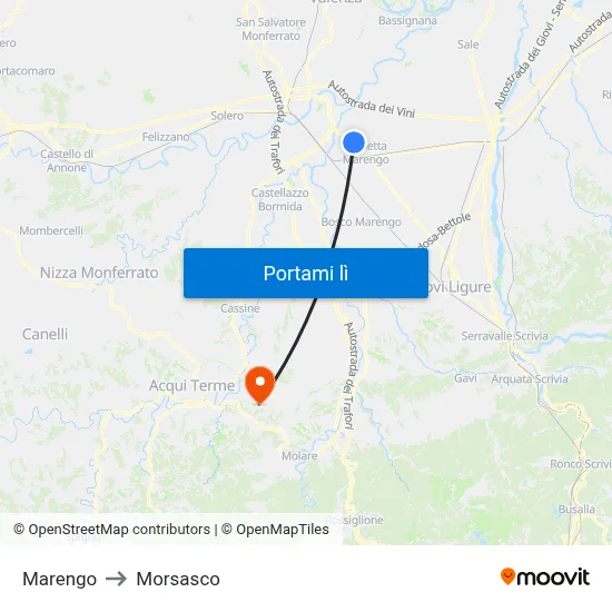 Marengo to Morsasco map