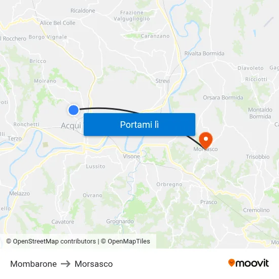 Mombarone to Morsasco map