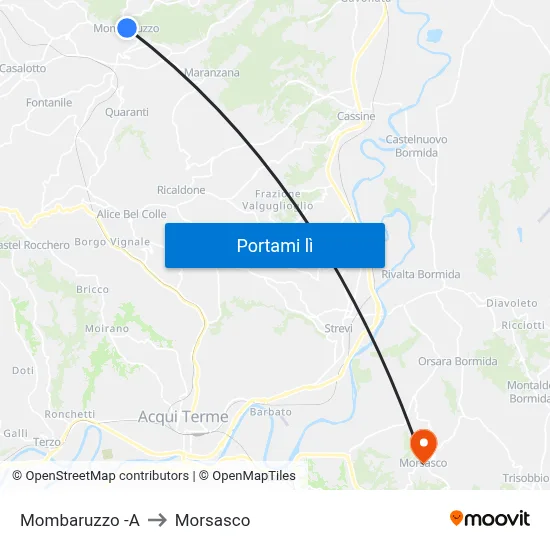 Mombaruzzo -A to Morsasco map