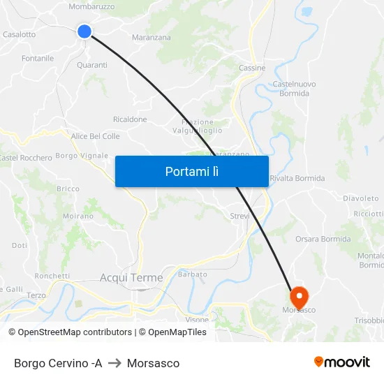 Borgo Cervino -A to Morsasco map