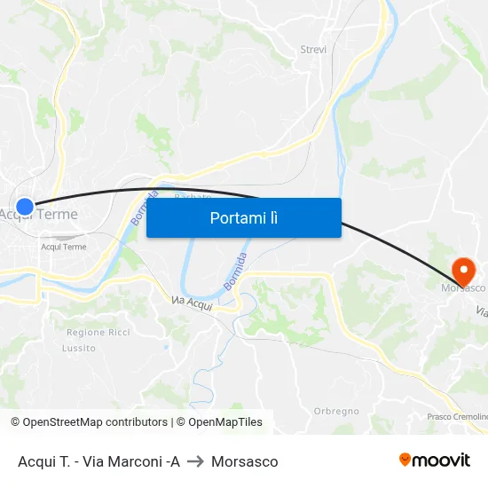 Acqui T. - Via Marconi -A to Morsasco map