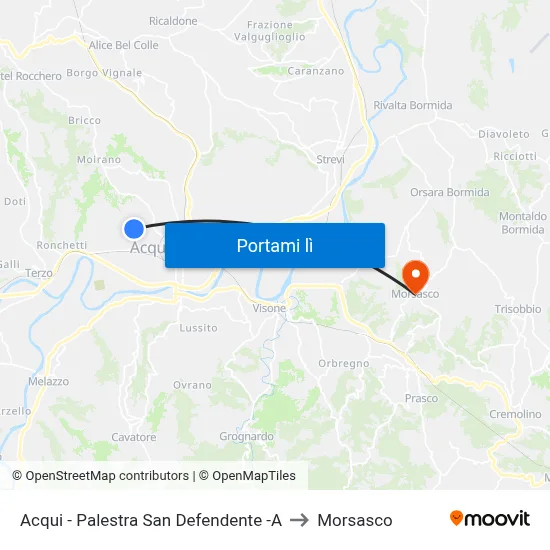 Acqui - Palestra San Defendente -A to Morsasco map