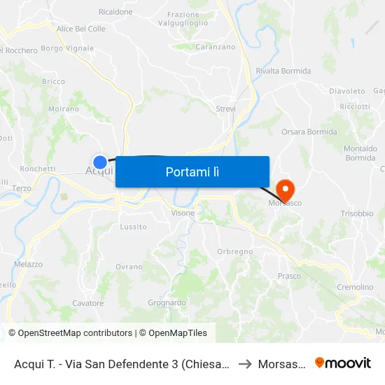 Acqui T. - Via San Defendente 3 (Chiesa) -A to Morsasco map