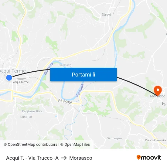 Acqui T. - Via Trucco -A to Morsasco map