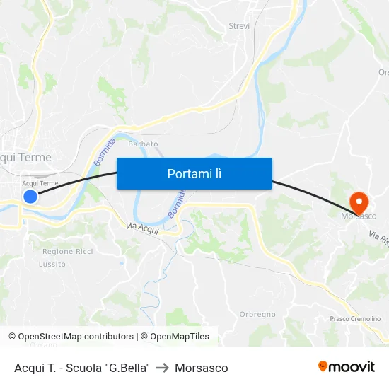 Acqui T. - Scuola "G.Bella" to Morsasco map