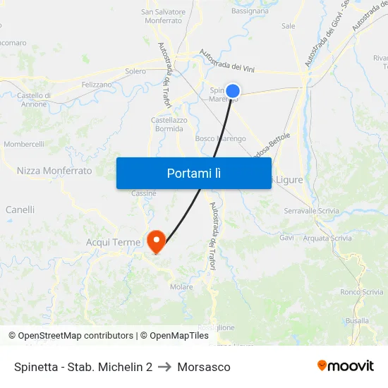 Spinetta - Stab. Michelin 2 to Morsasco map