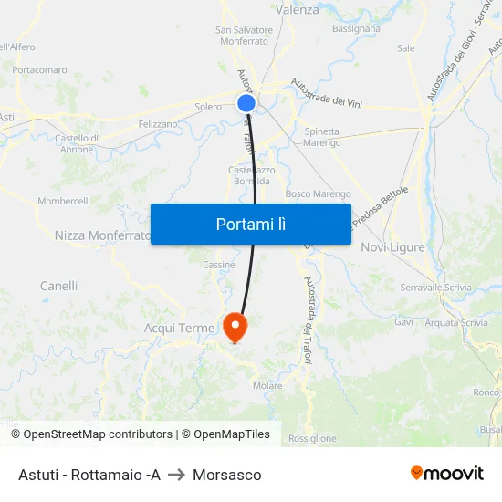 Astuti - Rottamaio -A to Morsasco map