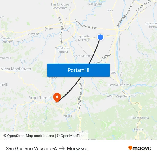 San Giuliano Vecchio -A to Morsasco map