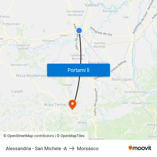 Alessandria - San Michele -A to Morsasco map
