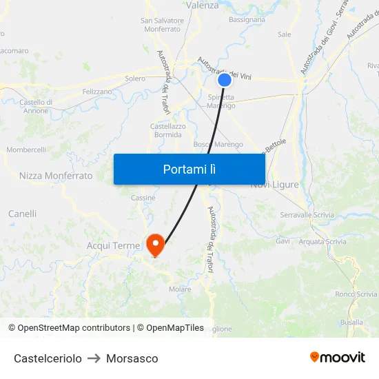 Castelceriolo to Morsasco map