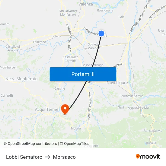 Lobbi Semaforo to Morsasco map