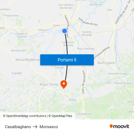 Casalbagliano to Morsasco map