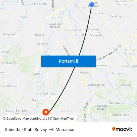 Spinetta - Stab. Solvay to Morsasco map