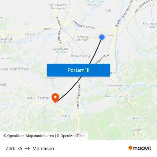 Zerbi -A to Morsasco map