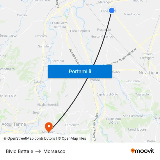 Bivio Bettale to Morsasco map