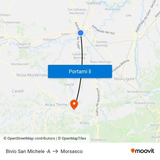 Bivio San Michele -A to Morsasco map