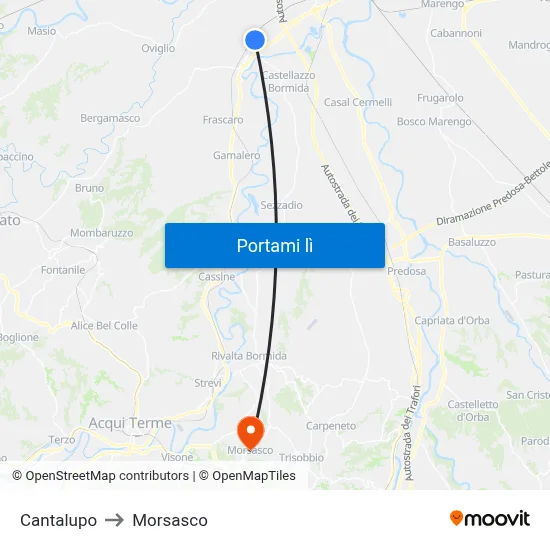 Cantalupo to Morsasco map