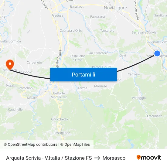 Arquata Scrivia - V.Italia / Stazione FS to Morsasco map