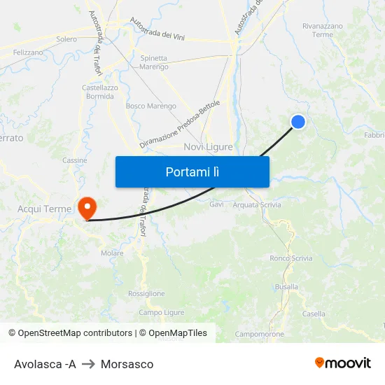 Avolasca -A to Morsasco map