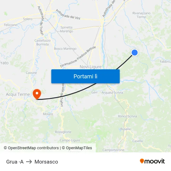 Grua -A to Morsasco map