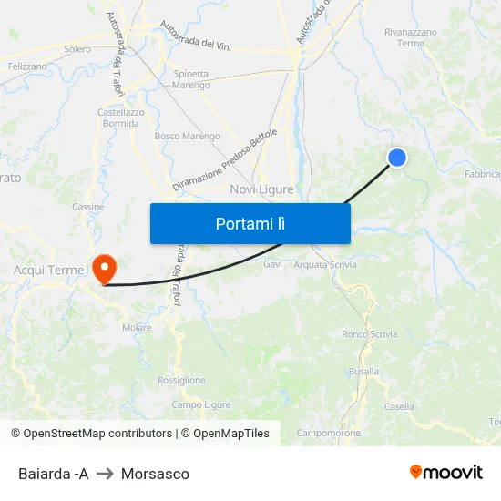 Baiarda -A to Morsasco map