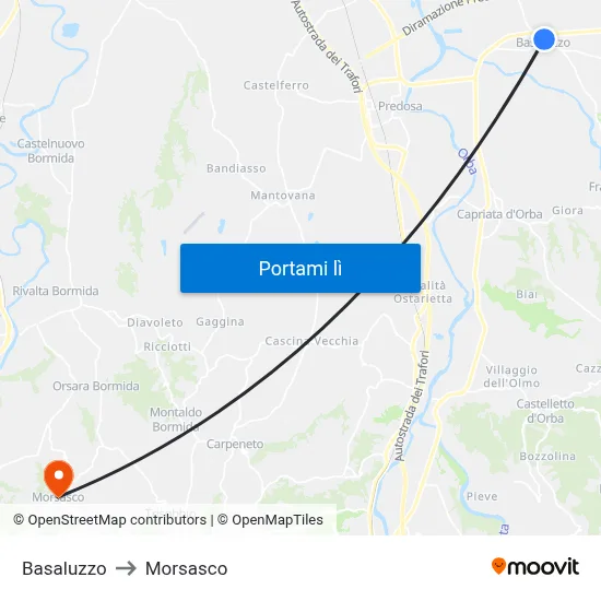 Basaluzzo to Morsasco map
