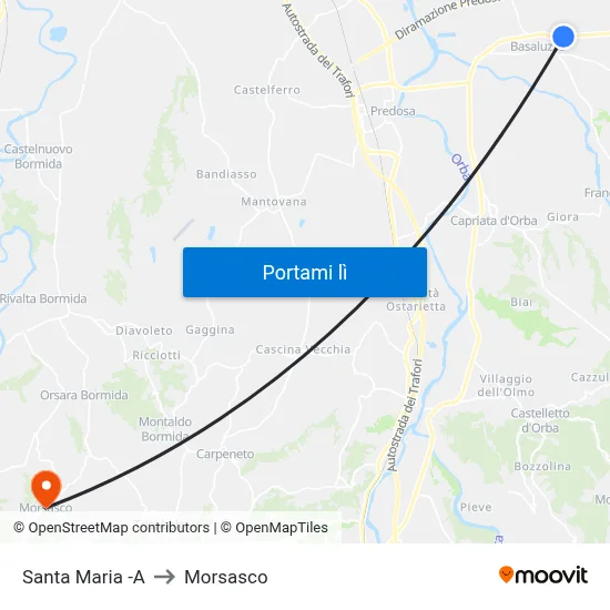 Santa Maria -A to Morsasco map