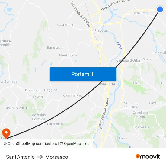 Sant'Antonio to Morsasco map