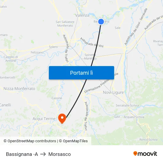 Bassignana -A to Morsasco map