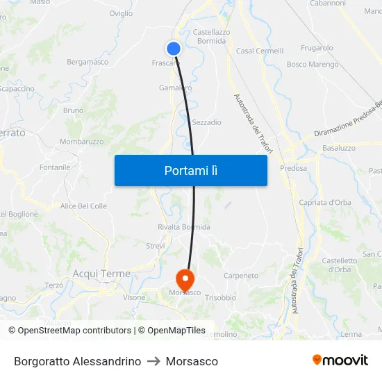 Borgoratto Alessandrino to Morsasco map