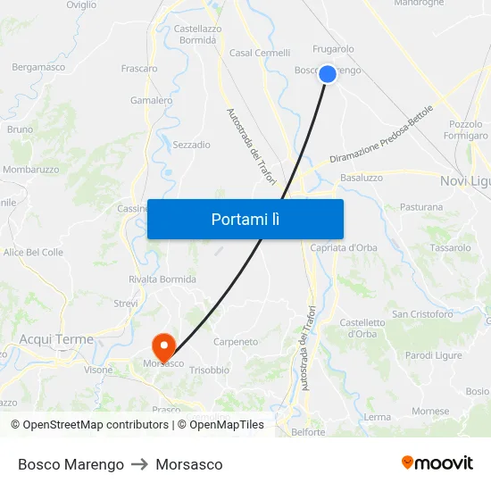 Bosco Marengo to Morsasco map