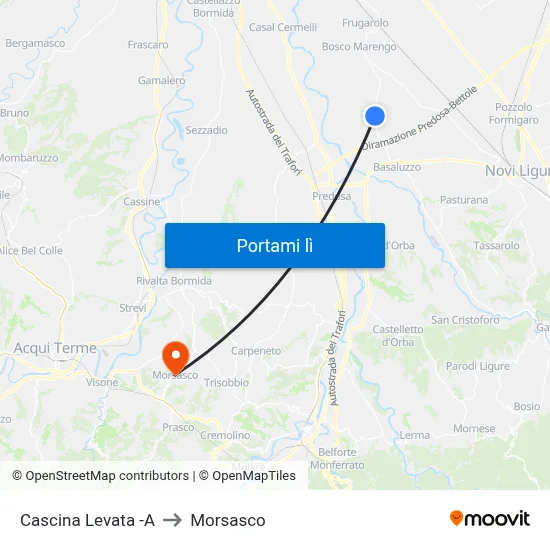 Cascina Levata -A to Morsasco map