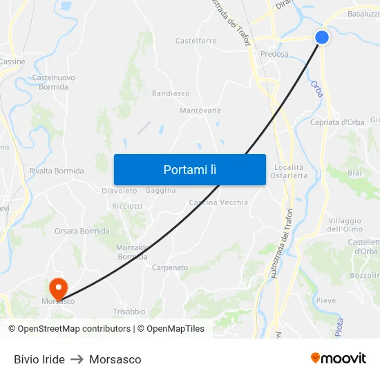 Bivio Iride to Morsasco map