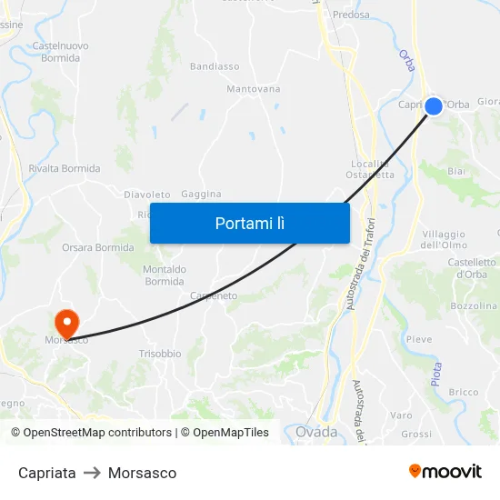 Capriata to Morsasco map