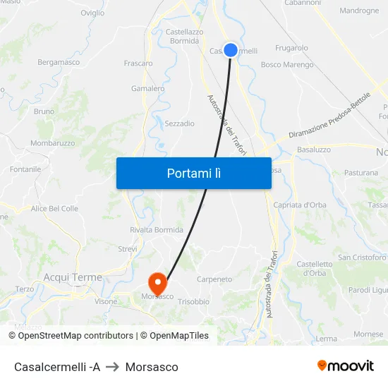 Casalcermelli -A to Morsasco map