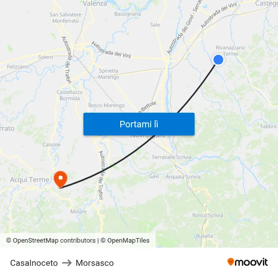 Casalnoceto to Morsasco map