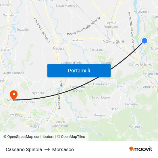 Cassano Spinola to Morsasco map