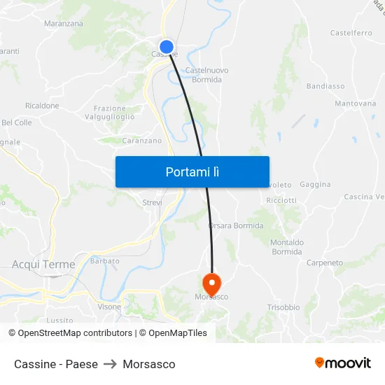 Cassine - Paese to Morsasco map